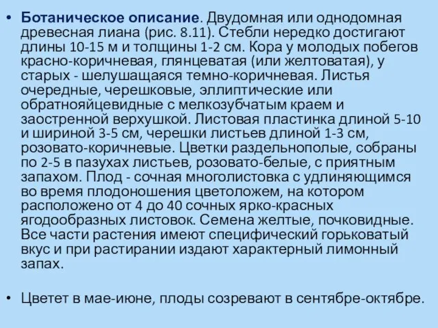 Ботаническое описание. Двудомная или однодомная древесная лиана (рис. 8.11). Стебли нередко достигают