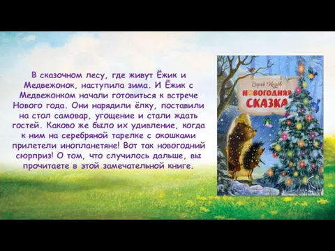 В сказочном лесу, где живут Ёжик и Медвежонок, наступила зима. И Ёжик