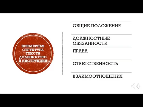 ПРИМЕРНАЯ СТРУКТУРА ТЕКСТА ДОЛЖНОСТНОЙ ИНСТРУКЦИИ