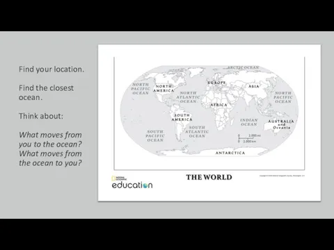 Find your location. Find the closest ocean. Think about: What moves from