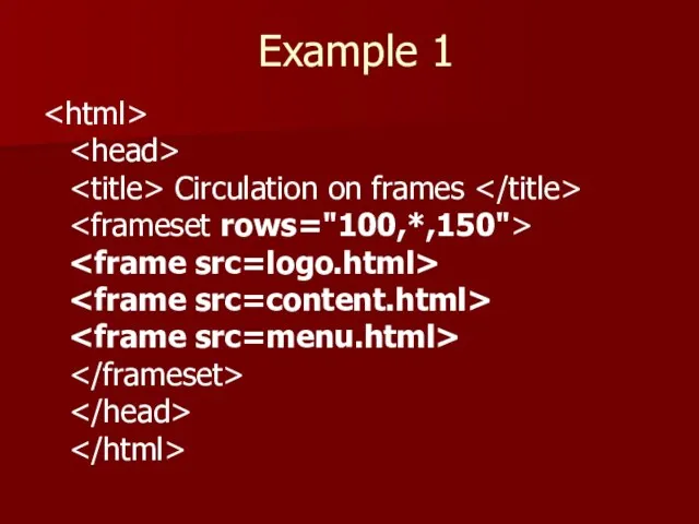 Example 1 Circulation on frames