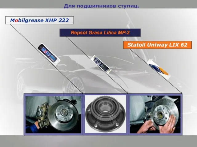 Для подшипников ступиц. Mobilgrease XHP 222 Repsol Grasa Litica MP-2 Statoil Uniway LIX 62