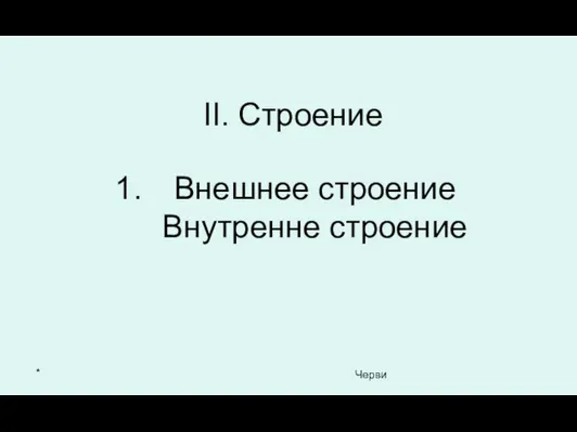 * Черви II. Строение Внешнее строение Внутренне строение