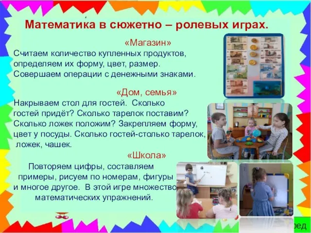 Математика в сюжетно – ролевых играх. «Магазин» Считаем количество купленных продуктов, определяем