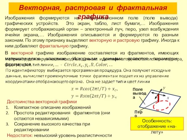 Векторная, растровая и фрактальная графика Изображения формируются на информационном поле (поле вывода)