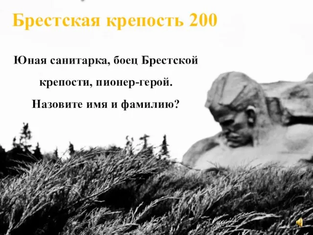 Брестская крепость 200 Юная санитарка, боец Брестской крепости, пионер-герой. Назовите имя и фамилию?