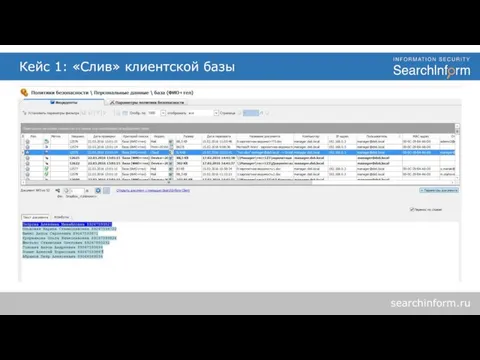 Кейс 1: «Слив» клиентской базы searchinform.ru