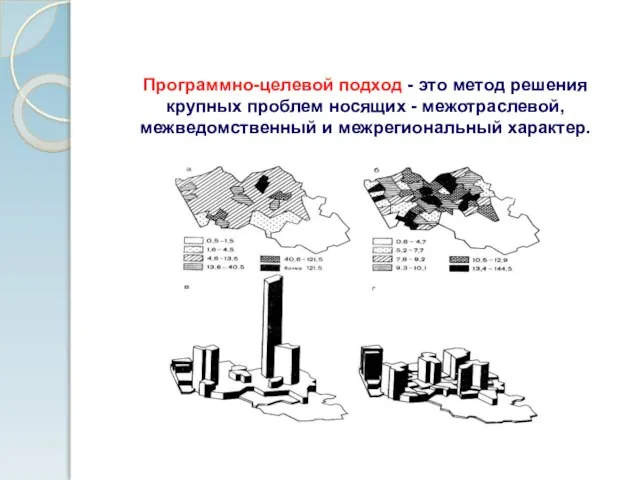 Программно-целевой подход - это метод решения крупных проблем носящих - межотраслевой, межведомственный и межре­гиональный характер.