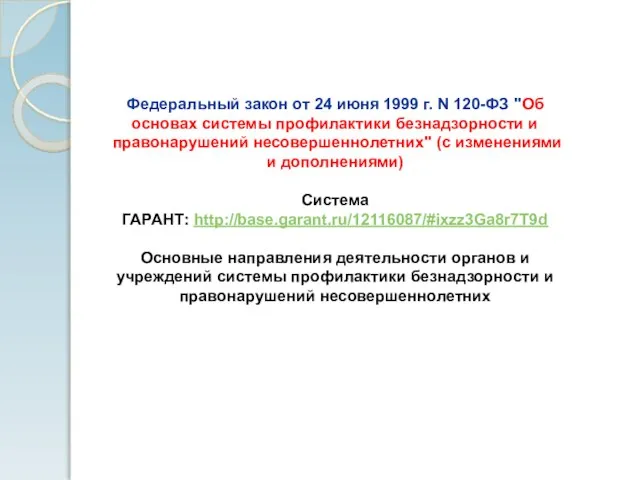 Федеральный закон от 24 июня 1999 г. N 120-ФЗ "Об основах системы