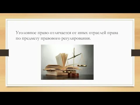 Уголовное право отличается от иных отраслей права по предмету правового регулирования.