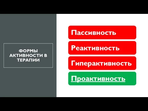 ФОРМЫ АКТИВНОСТИ В ТЕРАПИИ