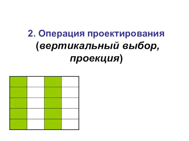 2. Операция проектирования (вертикальный выбор, проекция)