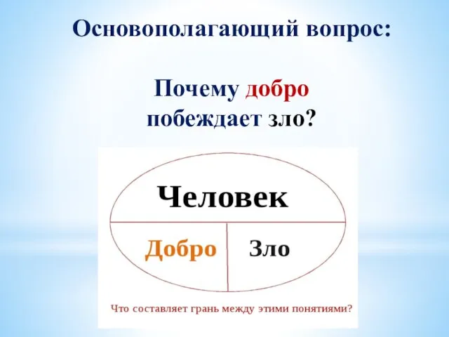 Основополагающий вопрос: Почему добро побеждает зло?