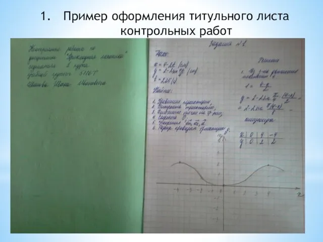 Пример оформления титульного листа контрольных работ