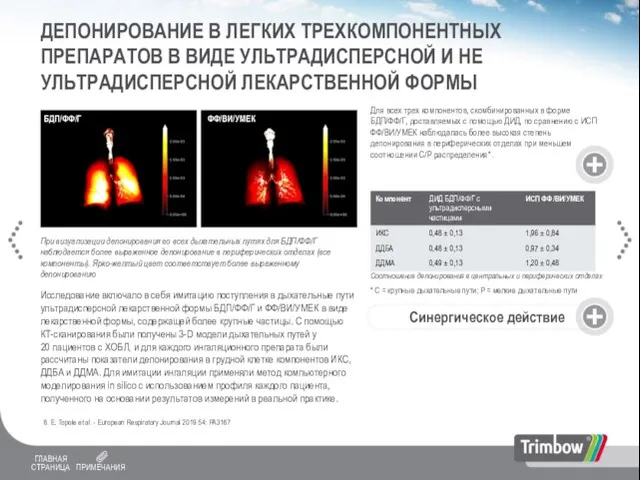 ДЕПОНИРОВАНИЕ В ЛЕГКИХ ТРЕХКОМПОНЕНТНЫХ ПРЕПАРАТОВ В ВИДЕ УЛЬТРАДИСПЕРСНОЙ И НЕ УЛЬТРАДИСПЕРСНОЙ ЛЕКАРСТВЕННОЙ