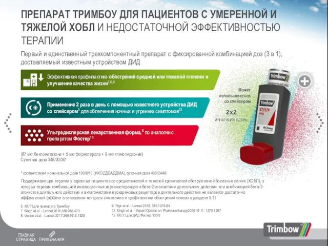 ПРЕПАРАТ ТРИМБОУ ДЛЯ ПАЦИЕНТОВ С УМЕРЕННОЙ И ТЯЖЕЛОЙ ХОБЛ И НЕДОСТАТОЧНОЙ ЭФФЕКТИВНОСТЬЮ