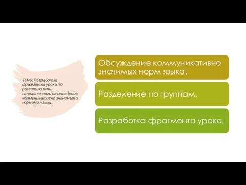 Тема: Разработка фрагмента урока по развитию речи, направленного на овладение коммуникативно значимыми нормами языка.