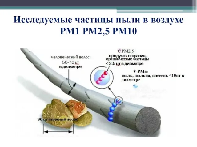 Исследуемые частицы пыли в воздухе РМ1 РМ2,5 РМ10