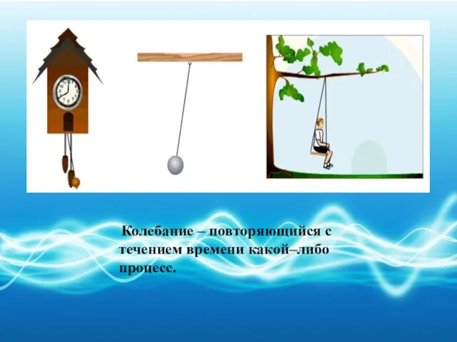 Колебание – повторяющийся с течением времени какой–либо процесс.