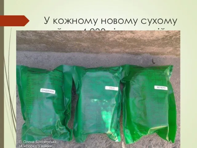 У кожному новому сухому пайку - 4,230 кілокалорій