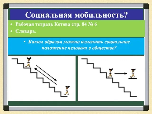 Социальная мобильность? Рабочая тетрадь Котова стр. 84 № 6 Словарь. Каким образом