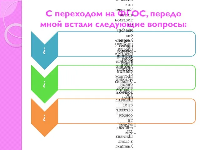 С переходом на ФГОС, передо мной встали следующие вопросы: