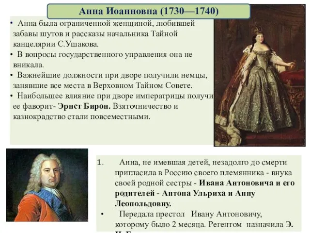 Анна, не имевшая детей, незадолго до смерти пригласила в Россию своего племянника