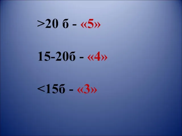 >20 б - «5» 15-20б - «4»