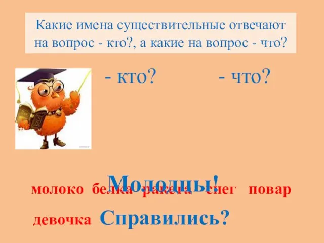 Какие имена существительные отвечают на вопрос - кто?, а какие на вопрос