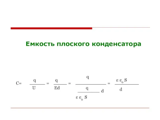 Емкость плоского конденсатора