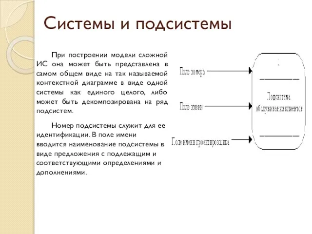 Системы и подсистемы При построении модели сложной ИС она может быть представлена