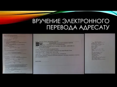 ВРУЧЕНИЕ ЭЛЕКТРОННОГО ПЕРЕВОДА АДРЕСАТУ