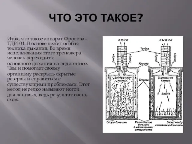 ЧТО ЭТО ТАКОЕ? Итак, что такое аппарат Фролова - ТДИ-01. В основе