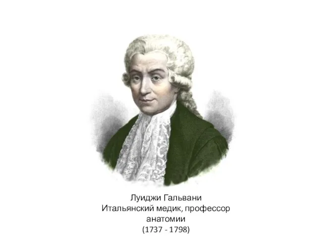 Луиджи Гальвани Итальянский медик, профессор анатомии (1737 - 1798)