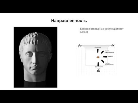 Направленность Боковое освещение (рисующий свет слева)