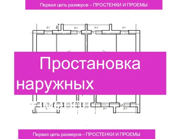 Первая цепь размеров – ПРОСТЕНКИ И ПРОЕМЫ Вторая цепь размеров – РАССТОЯНИЕ