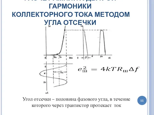 РАСЧЕТ АМПЛИТУДЫ N-ОЙ ГАРМОНИКИ КОЛЛЕКТОРНОГО ТОКА МЕТОДОМ УГЛА ОТСЕЧКИ Угол отсечки –