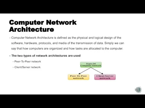 Computer Network Architecture Computer Network Architecture is defined as the physical and