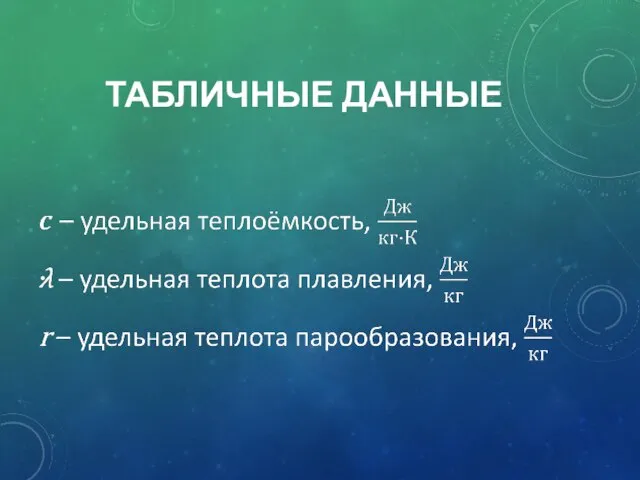 ТАБЛИЧНЫЕ ДАННЫЕ