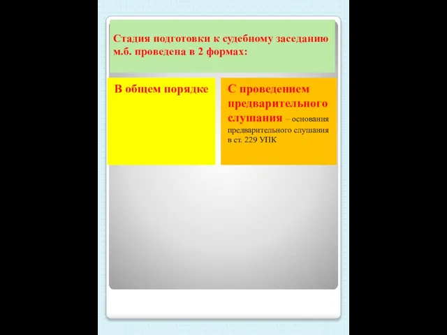 Стадия подготовки к судебному заседанию м.б. проведена в 2 формах: В общем