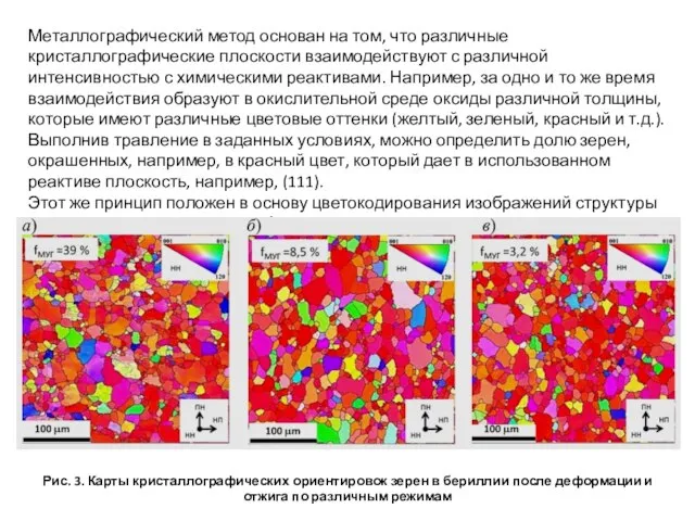 Металлографический метод основан на том, что различные кристаллографические плоскости взаимодействуют с различной