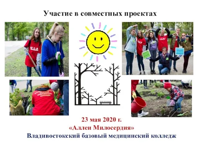Участие в совместных проектах 23 мая 2020 г. «Аллеи Милосердия» Владивостокский базовый медицинский колледж