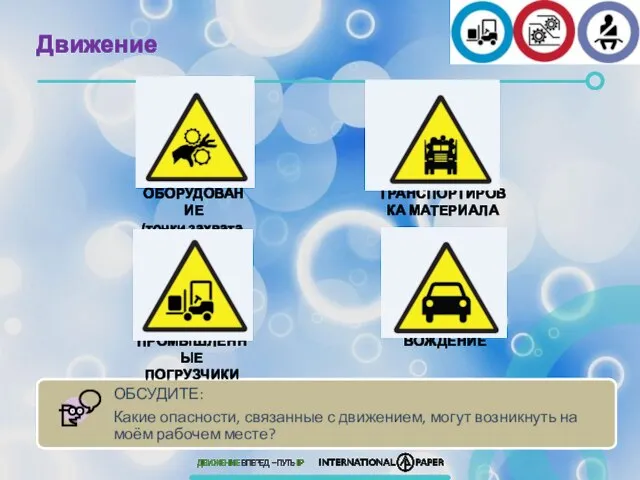 Движение ВОЖДЕНИЕ ОБОРУДОВАНИЕ (точки захвата, вращение) ТРАНСПОРТИРОВКА МАТЕРИАЛА ПРОМЫШЛЕННЫЕ ПОГРУЗЧИКИ