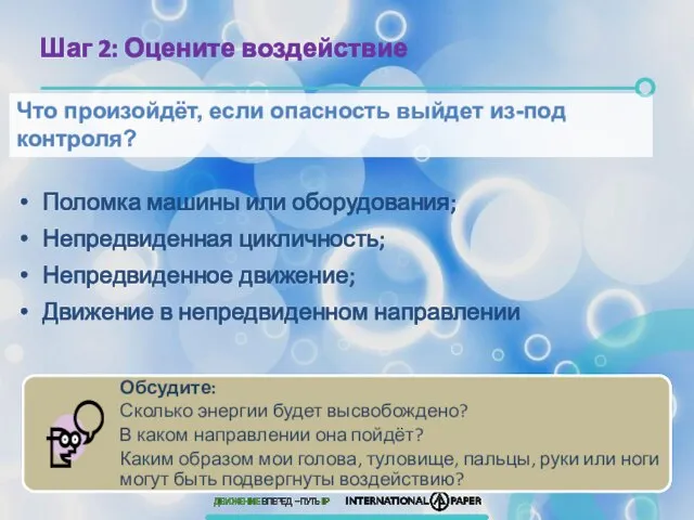 Шаг 2: Оцените воздействие Что произойдёт, если опасность выйдет из-под контроля? Поломка