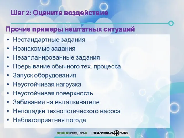 Прочие примеры нештатных ситуаций Нестандартные задания Незнакомые задания Незапланированные задания Прерывание обычного