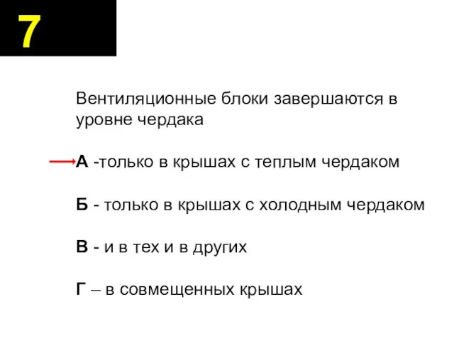 Вентиляционные блоки завершаются в уровне чердака А -только в крышах с теплым