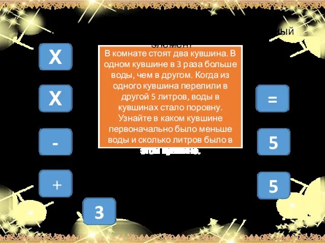 3 Х - 5 Х + 5 = В комнате стоят два