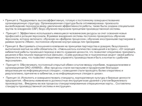 Принцип 6. Поддерживать высокоэффективную, готовую к постоянному совершенствованию организационную структуру. Организационная структура