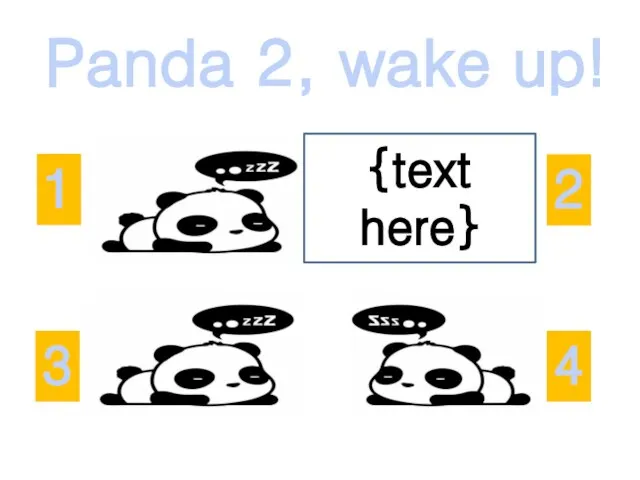 Panda 2, wake up! 2 3 1 4 {text here}