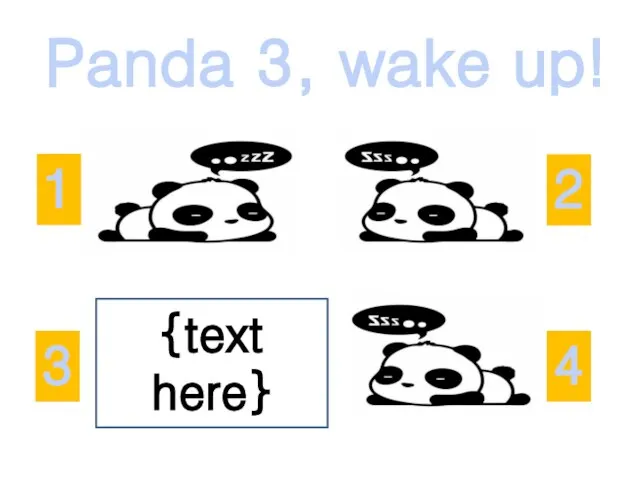 Panda 3, wake up! 2 3 1 4 {text here}